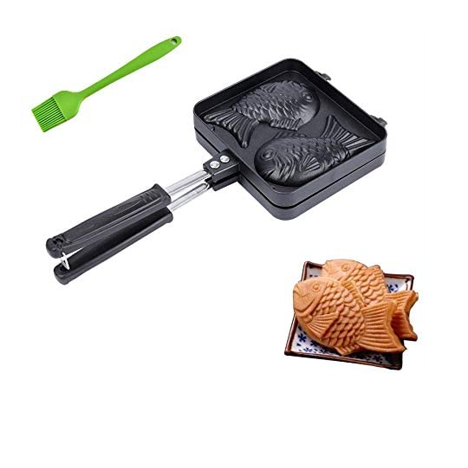 Double Sided Taiyaki Fish Shaped Casting Mold Pancake Waffle Maker