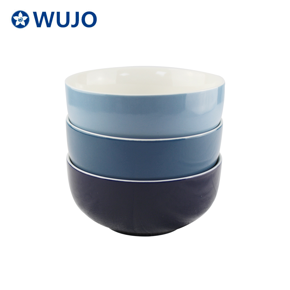WUJO новый костяной Китай салат фруктовая чаша синий Пользовательский логотип керамическая чаша для зерновых