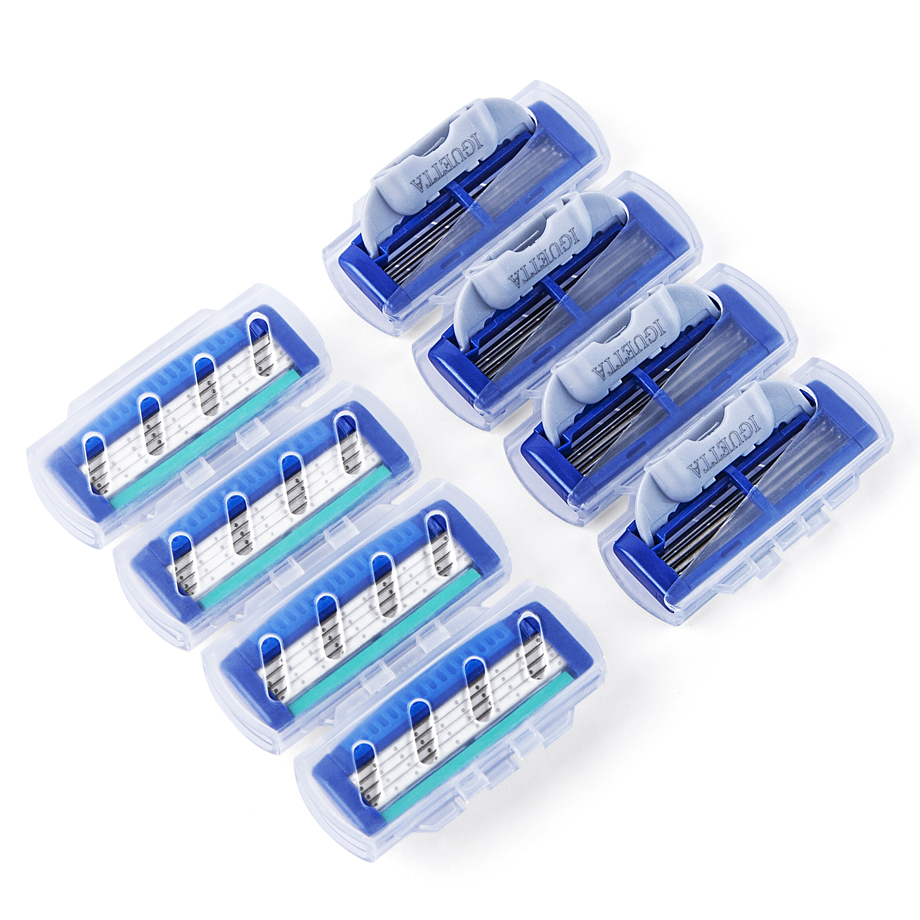 Четыре bblades для бритья Razor Blades, не одноразовые Германия лезвие из нержавеющей стали для бороды бритва 8 тонер-картриджи/блистер GF-0557