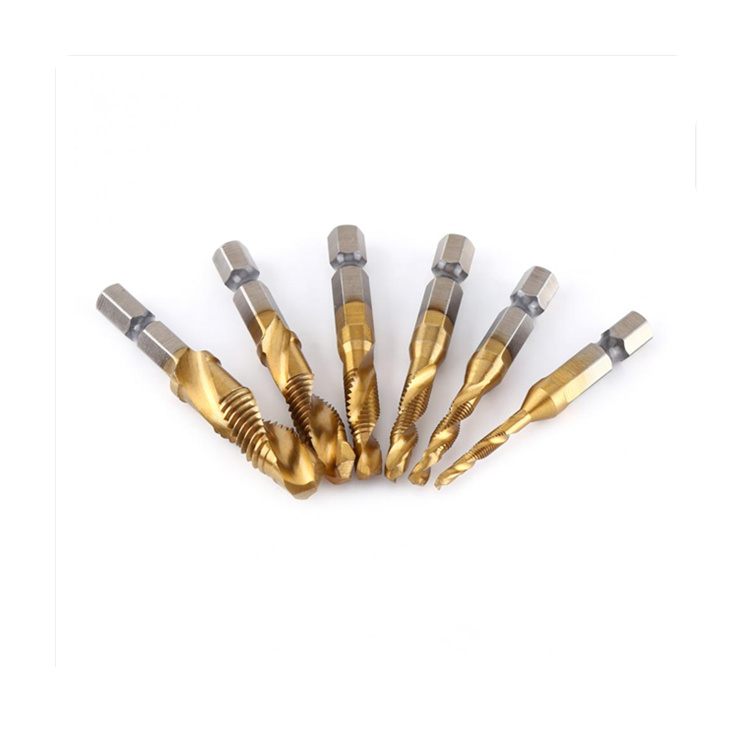 1/4 ''hex HSS штемпели с резьбой из быстрорежущей стали винтовой M3 M4 M5 M6 M8 M10 метрики композитный коснитесь сверло крана из быстрорежущей стали с шестигранной головкой 6 шт.