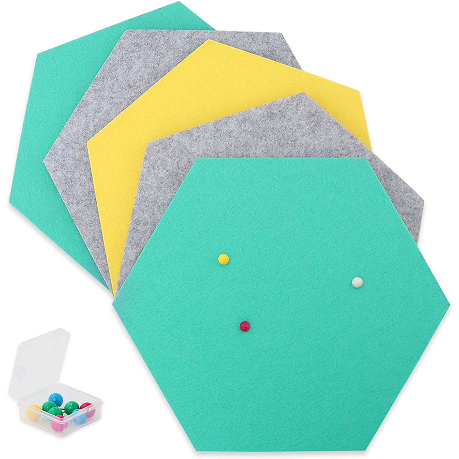 Hexagon Felt Board Tiles Self Adhesive Memo Bulletin Boards with Push Pins for Notes Pictures Office Home Decor