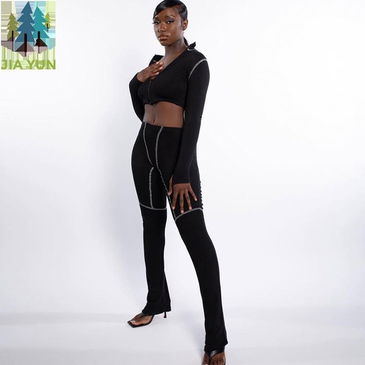 2021 clothes Fitness Ribbed Yoga Pant Ss Wear Leggings Sexy 2 Piece Clothing Women Two Piece Joggers Tracuits