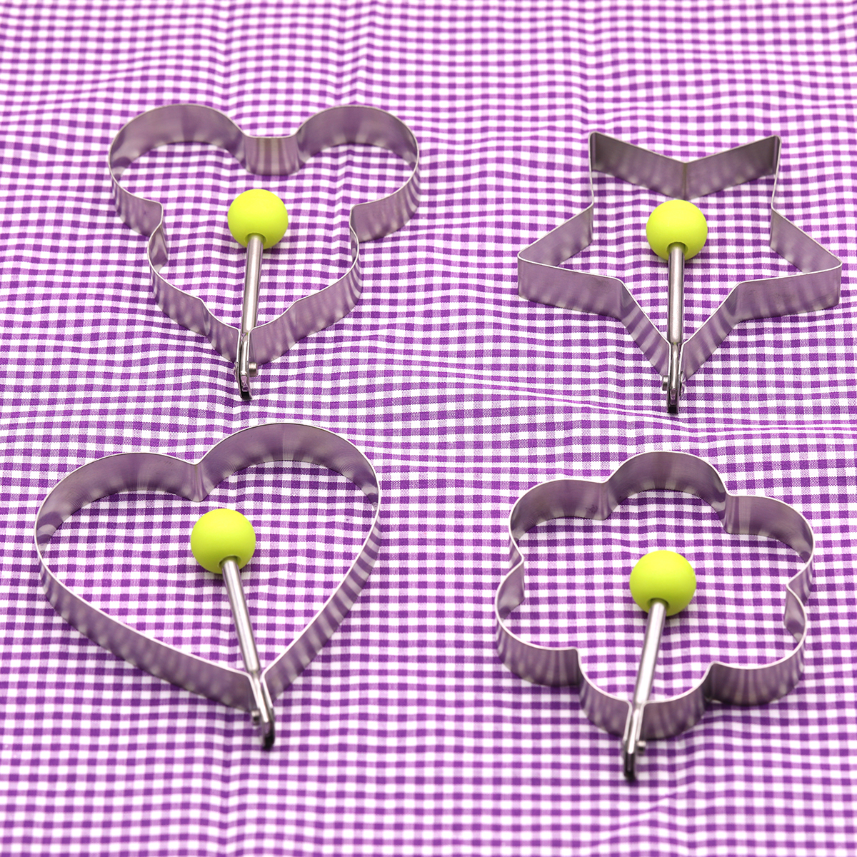 10cm flower start head round heard shapes silver fried egg mold food grade stainless steel egg mould