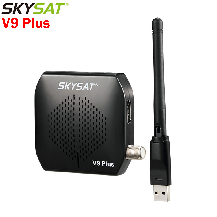 Сверхкомпактная телеприставка 1080P Full HD DVB S2 Цифровой спутниковый ресивер с бесплатной авиаподдержкой PowerVu CS SKYSAT V9 PLUS