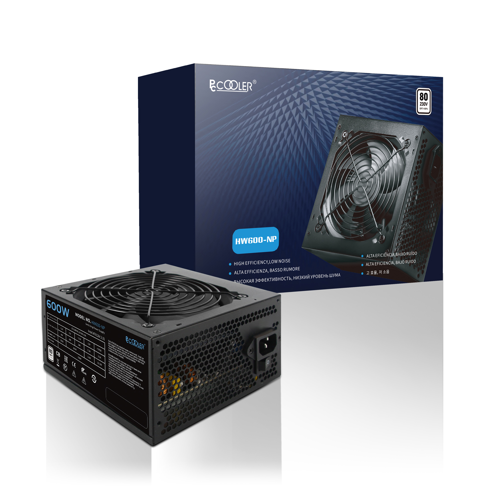 PCCOOLER блок питания HW600-NP 600W высокой эффективности питания 12v выход Поддержка высокой мощности процессора и графического процессора высокого качества