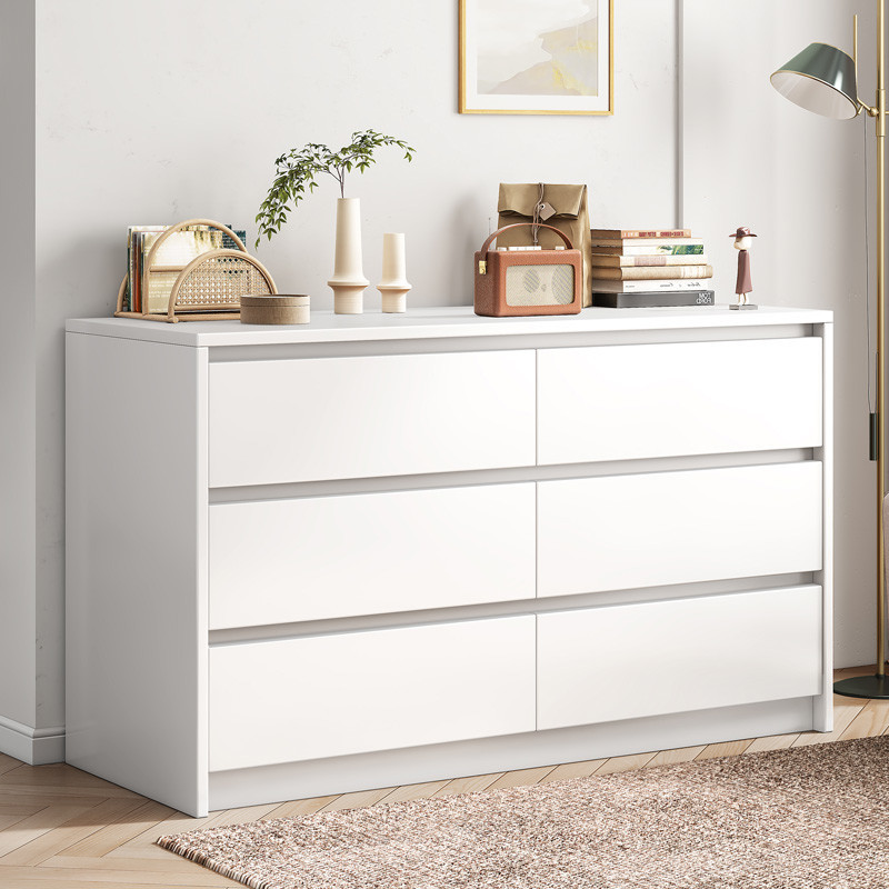 Custom White Dresser Bedroom Furniture Wood Storage Cabinet 6 Drawers, Chest of Drawers