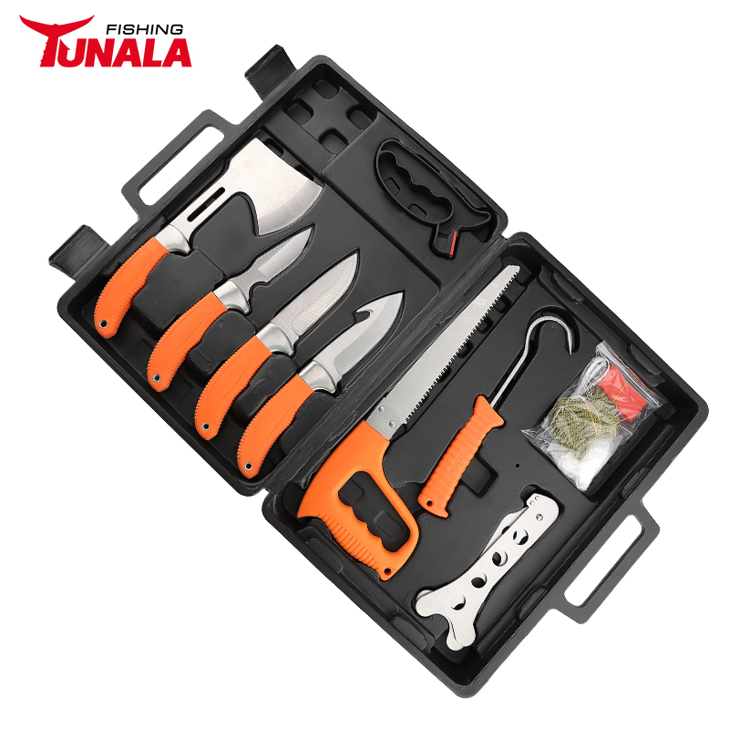 Wholesale Customized 20Pcs Outdoor Camping Hunting Knife Set with Orange Handles Fish Knives Kit