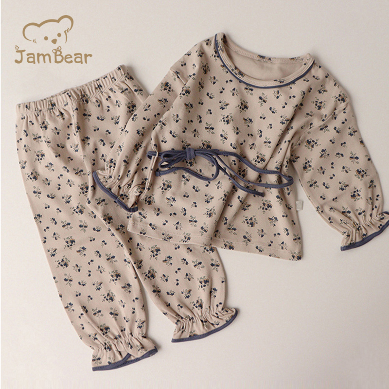 JamBear/пижамы для малышей; Детские пижамы из органического хлопка с длинными рукавами; Детская одежда для дома; Пижамный комплект для малышей; Пижамы для младенцев