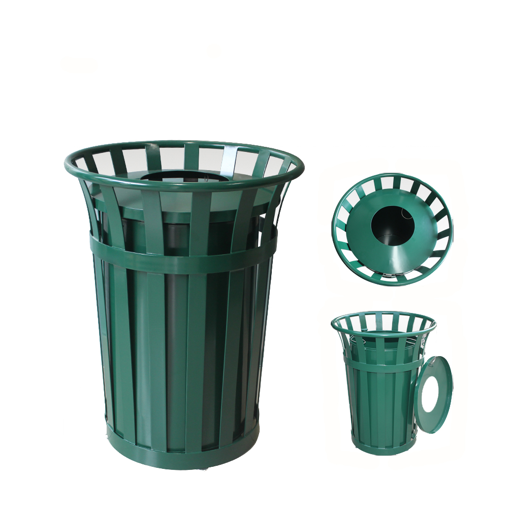 Traust Outdoor dustbin public steel metal rubbish dust trash garbage can bin steel waste bin