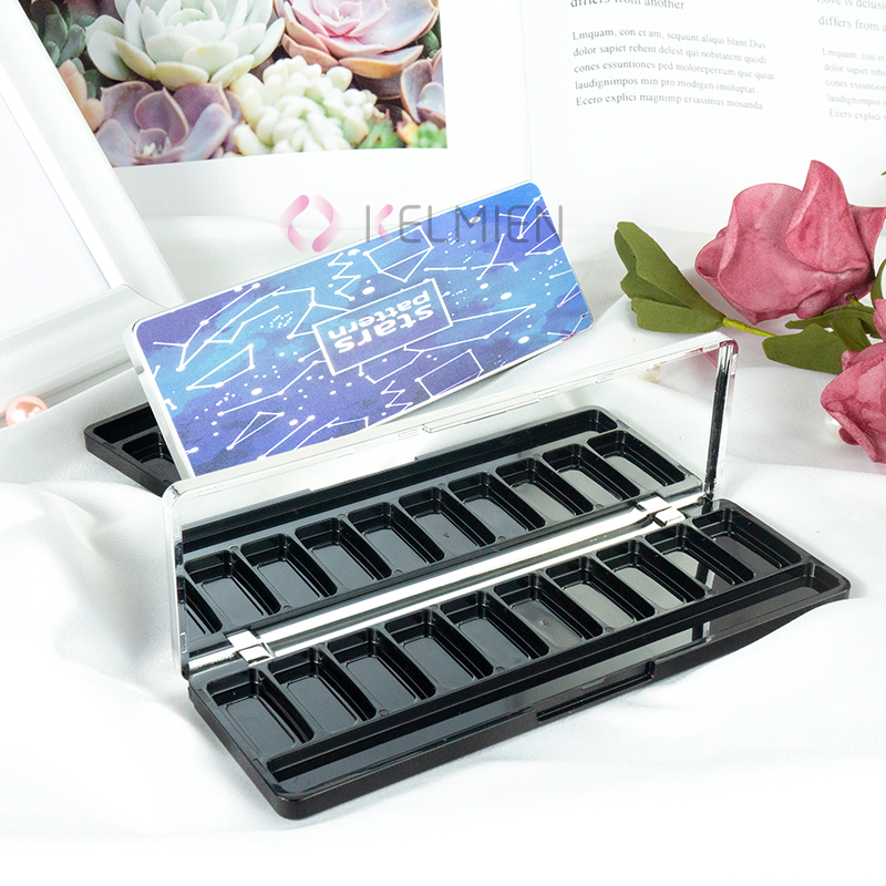 10 colors eyeshadow plate Custom Makeup packaging Empty eye shadow palette with mirror Plastic OEM Cuboid