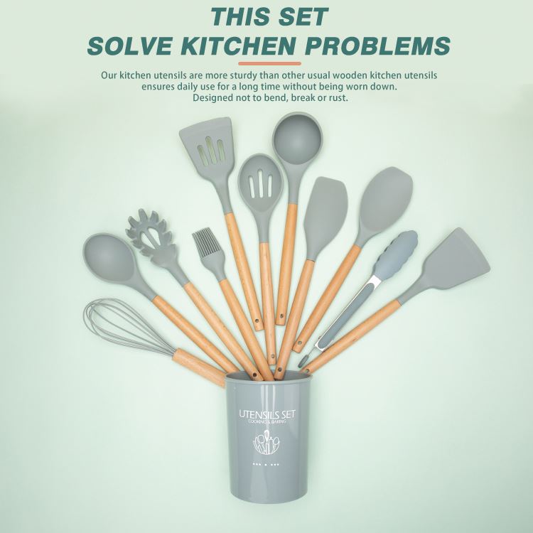 Food Grade Wholesale Silicone Personalized Kitchen Utensil Set Modern Baking Cooking Tools