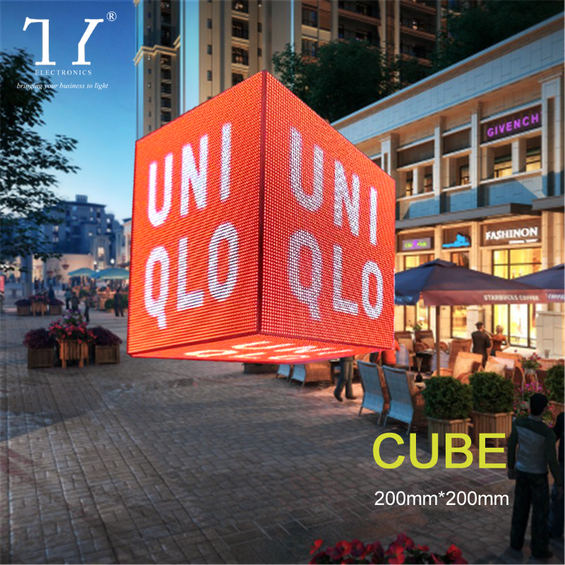 P2.5 200mm 8inch 4 sides outdoor advertising led cube Outdoor club advertising LED cube display screen