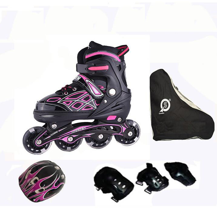 Skates for Kids & Adult, Girls and Boys 4 Sizes Adjustable Outdoor Inline Roller Skates with Light Up Wheels