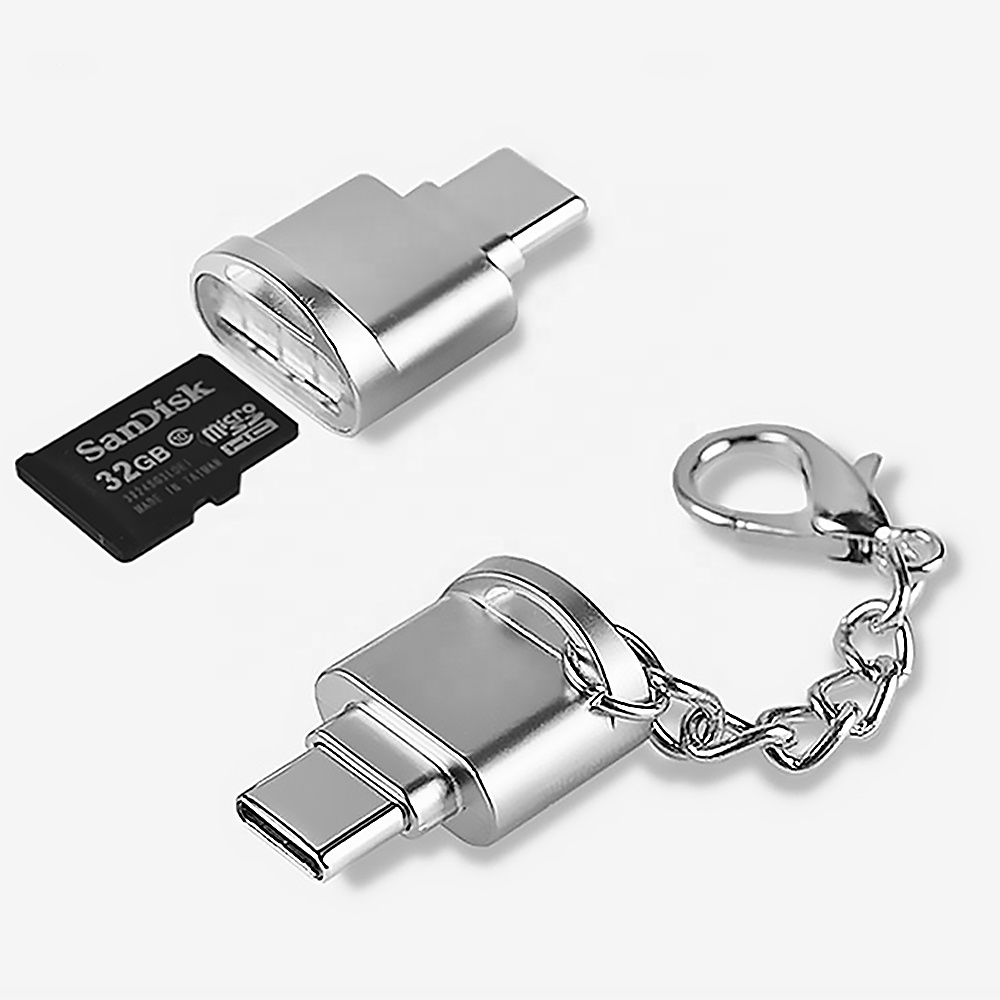Мини-кардридер из цинкового сплава с разъемом Type-C для TF-карт