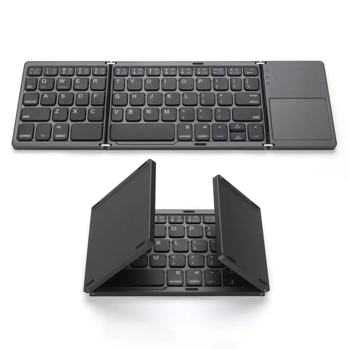 Популярная стильная Складная Беспроводная перезаряжаемая сенсорная клавиатура BT, тонкая трехскладная клавиатура BT для iPad, планшетного ПК, клавиатура