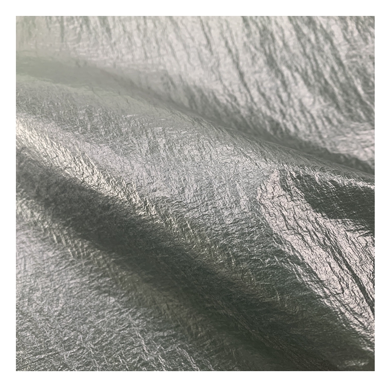 New Fashion Shining Crepe Wrinkle Nylon Bright Shining Foil Printing Taffeta Fabric for Fashion Jacket