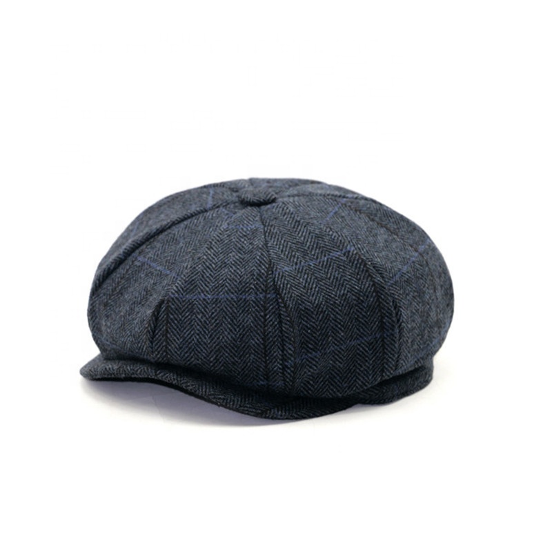 French Style Octagonal Cap Wool Winter Ivy Hats Short Brim Beret Men