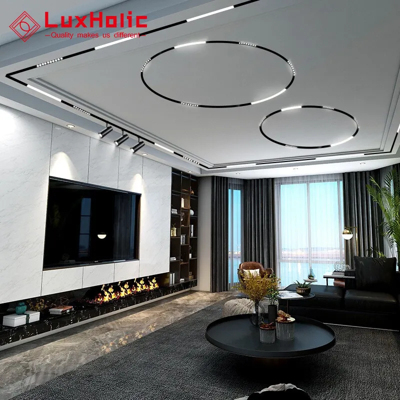 Luxholic Round 3w 9w 42w 24v Magnet Led Track Light 20mm Circular Magnetic Track Rail Light System For Hotel Restaurant