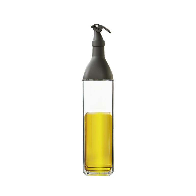 Kitchen Soy Sauce Vinegar Oil Bottle with Label Square Seasoning Bottle Glass Oil Can