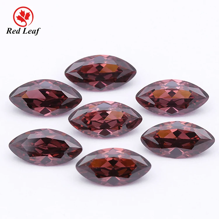 Redleaf Jewelry wholesale price 3a cz gemstones Marquise shape zircon stone rhodolite cubic zirconia