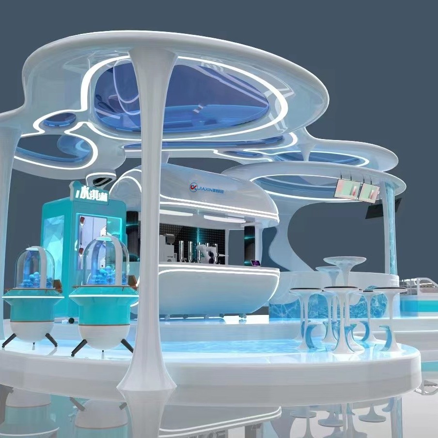 2022 новый дизайн для торговых центров, сценический район для улучшения имиджа, торговый автомат для привлечения клиентов пузырьков чая