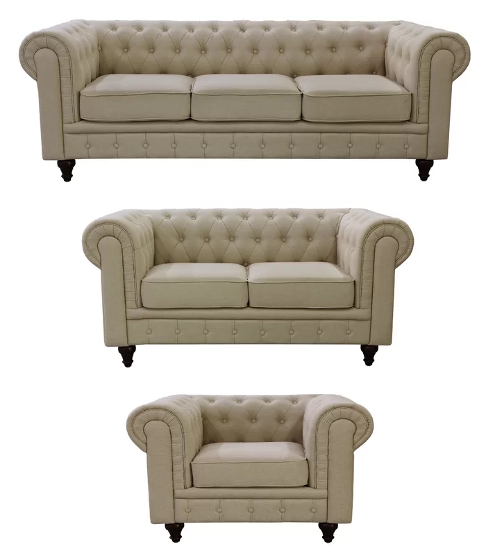 Оптовая продажа на заказ современные новейшие мягкие ткани 1 + 2 + 3 KD Chesterfield диван набор для гостиной мебели