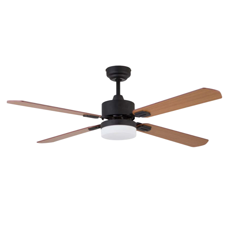 Indoor Ceiling Fan Wood Metal Blades Ceiling Lights with Fans 52 Inch Black Quantity Luminous LED Body Lamp Copper Rohs