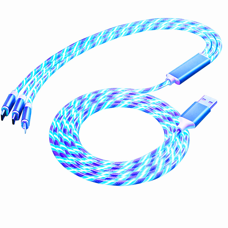 3 в 1 Быстродействующее зарядное устройство Micro USB кабель для передачи данных со светодиодной подсветкой для мобильного телефона