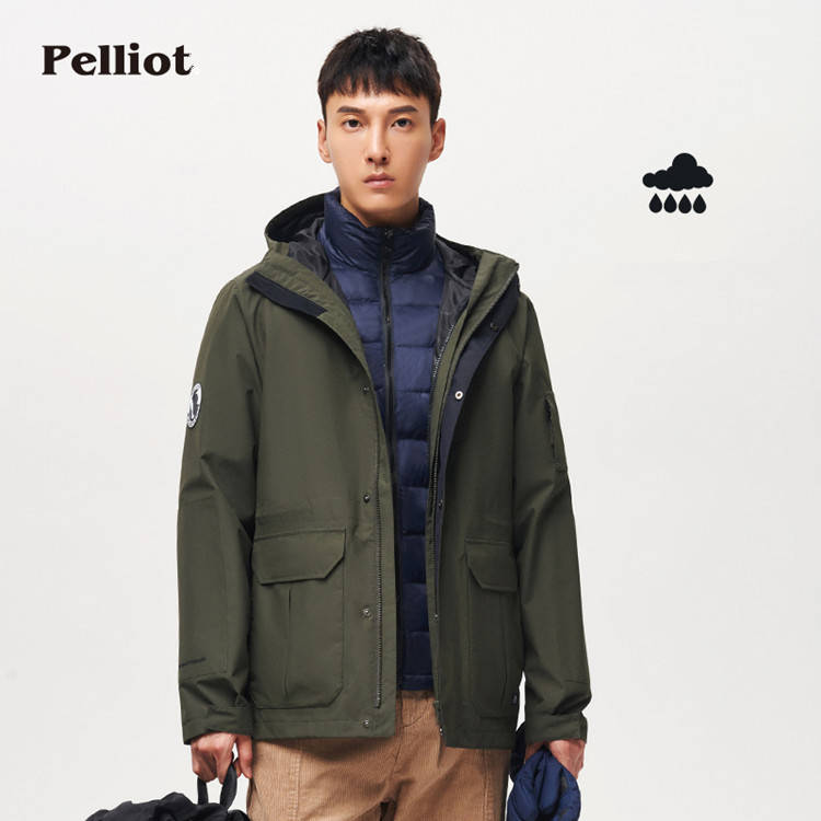 pelliot winter men's 3-in-1 with detachable duck down liner new windproof and waterproof jacket