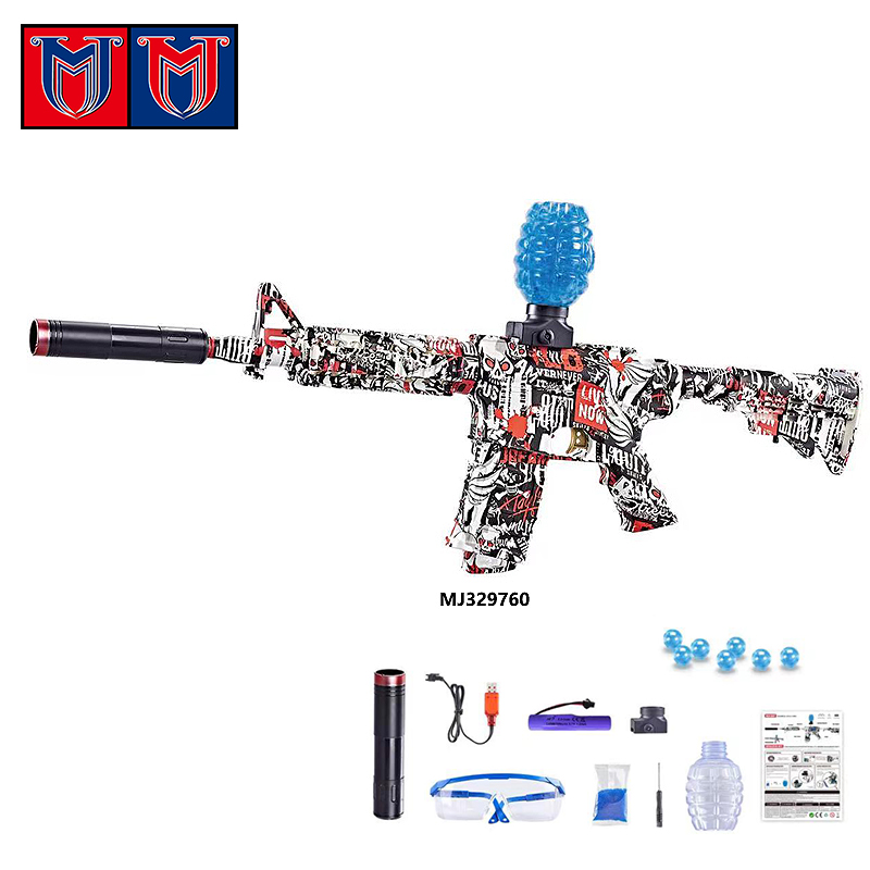 Boys Electric Toy Automatic M4A1 Water Ball Light Splatter Metal Graffiti Gel Blaster Machine Gun