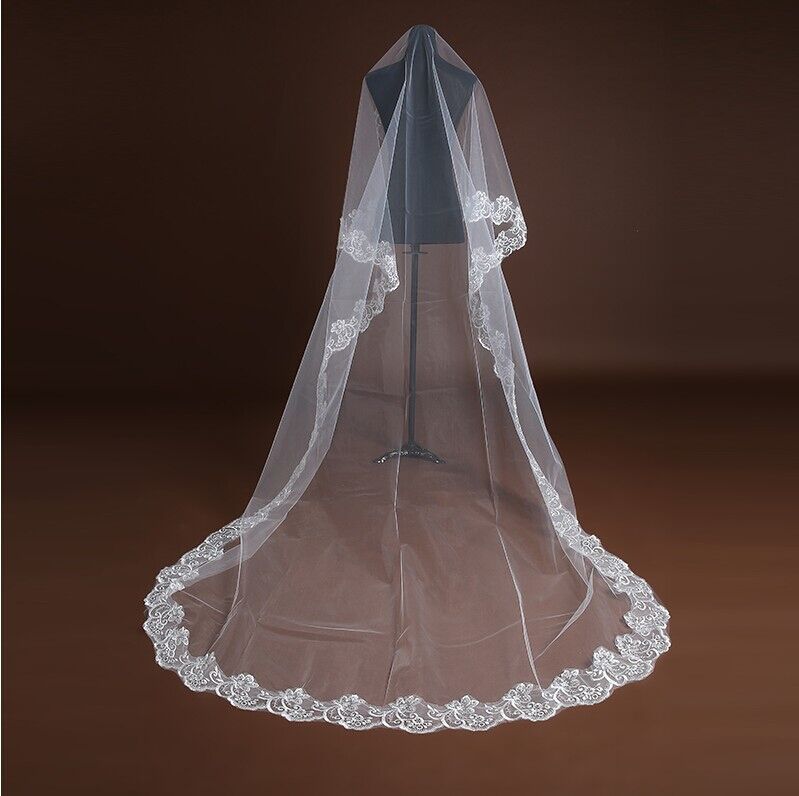 Wholesale cheap Wedding Accessory 1.4M 1.9M and 2.9M single Layer short Veils With lace flower Bridal Veils