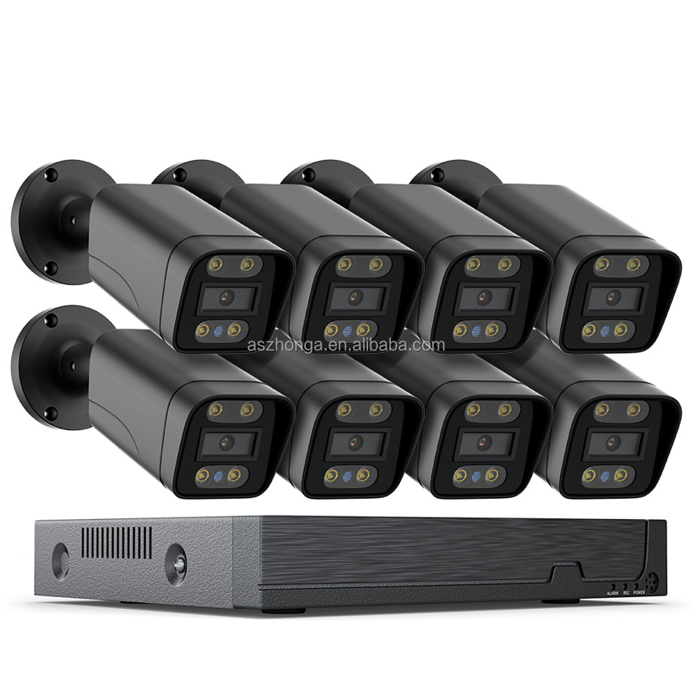 Комплект видеорегистратора 5MP 8CH POE IP-камера с микро-сигнализацией обнаружения движения P2P камера система полноцветного ночного видения умный поиск лица