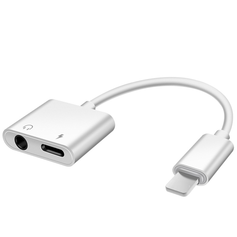 Dual audio charging earphone adapter mini ios 3.5 mm aux headphone jack adapter for light-ning for iPhone for apple