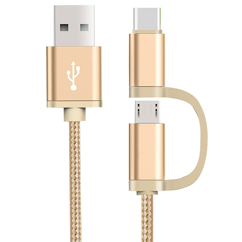 Заводская цена USB к Micro + Type-c кабель для зарядки 2.1A алюминиевый сплав и нейлоновый плетеный кабель мульти зарядный кабель