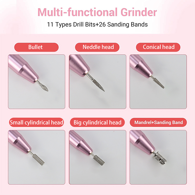 2021 New Arrivals Portable Electric Nail Drill Rechargeable Wireless Pen Shape Arts Polishing Nail Tools Machine Set derill naii