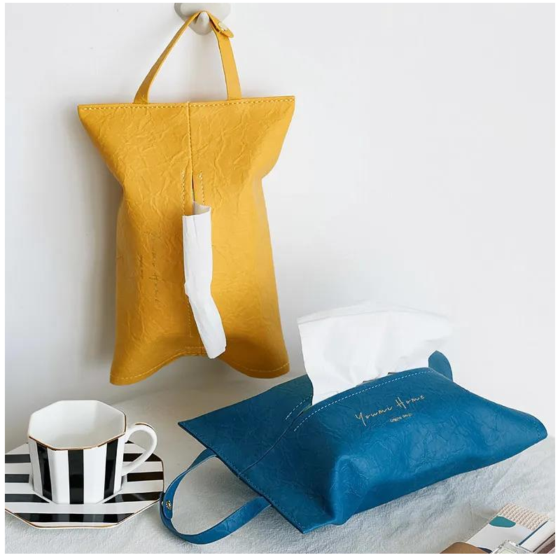 Bedroom Living Room Drawer Paper Box Creative Personality Cute Car Hanging Leather Tissue Cover Home Decoration Products Ins