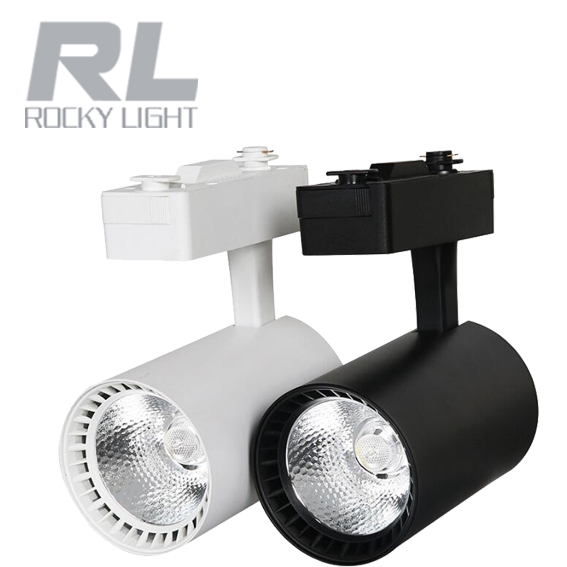 Rocky light 20W/30W black/white led track light with rail fixture fitting led track lamp for track lighting track head