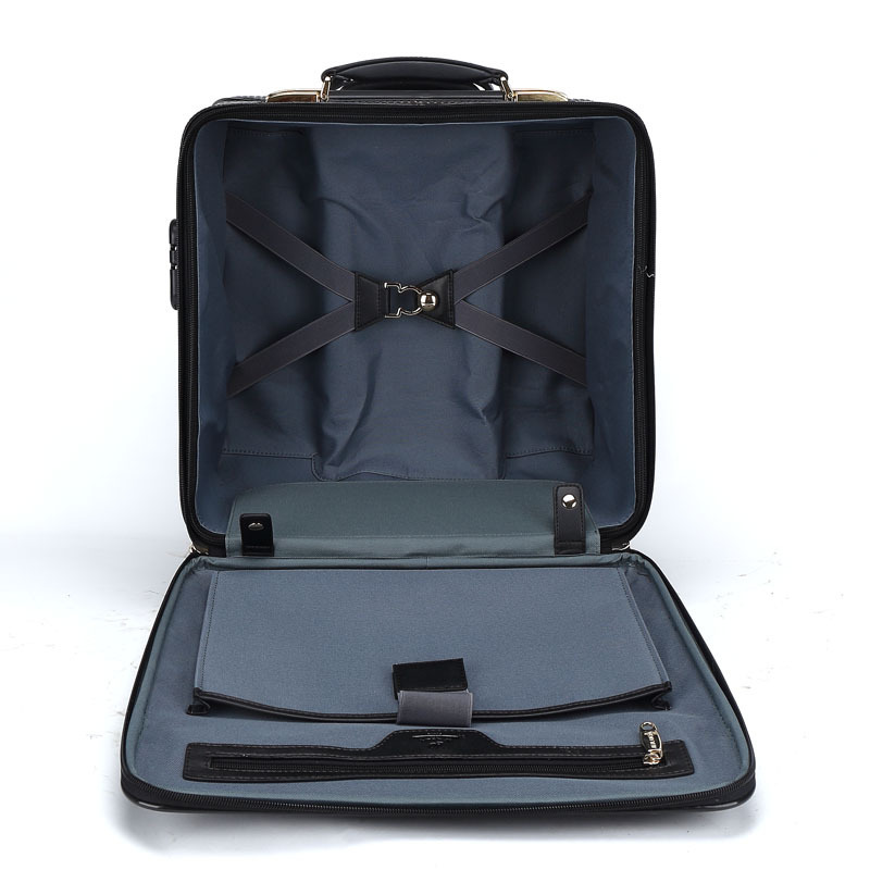 Genuine Leather Suitcase Waterproof Business Overnight Travel Bag Carry On Luggage Trolley Bags With Wheels