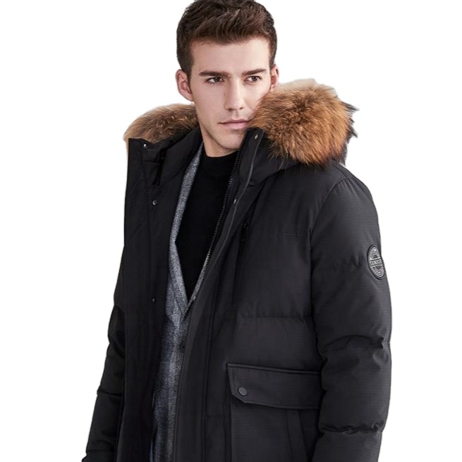TANBOER custom male goose white down winter Plus Size Men's Down Coats with fur hood