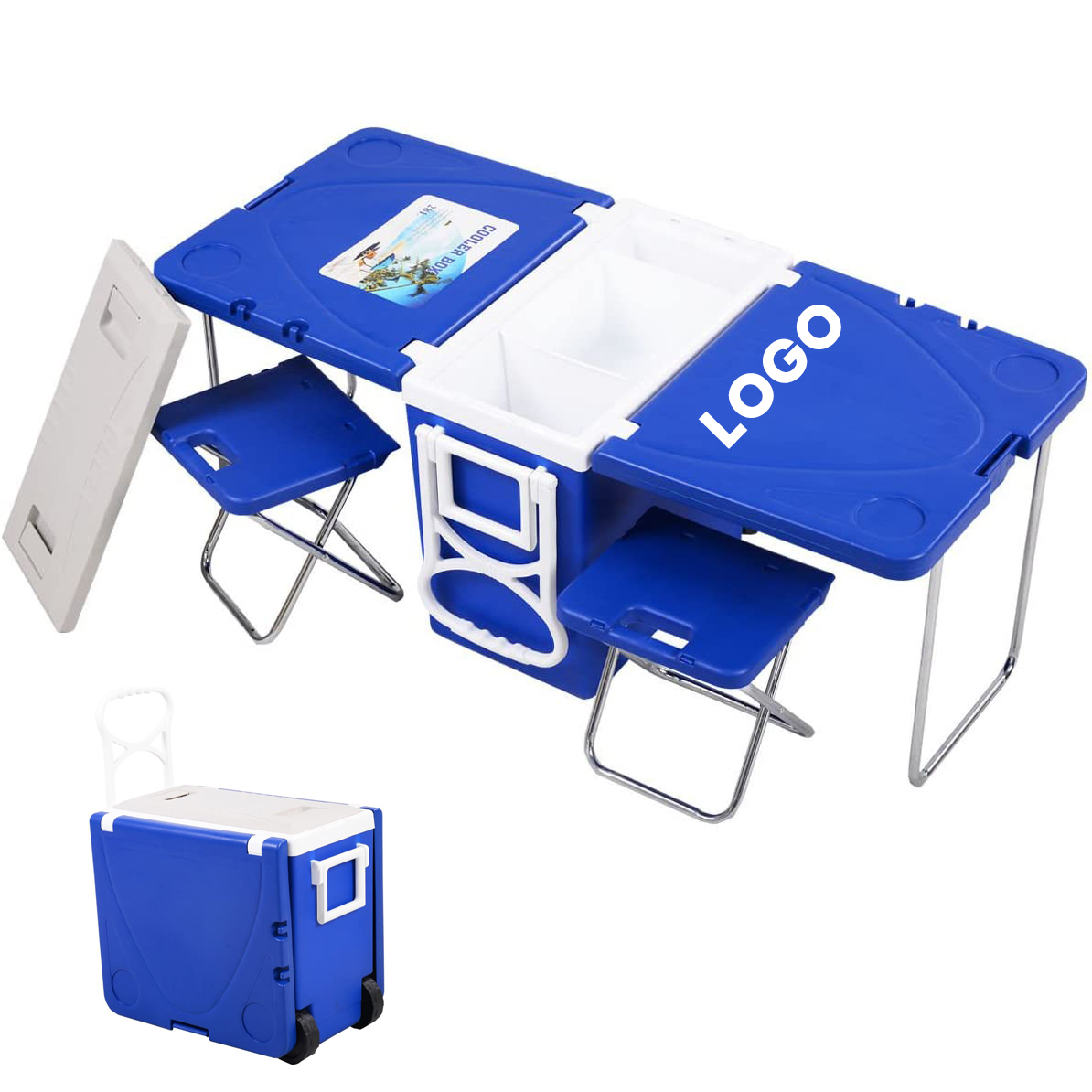 28L Foldable Camping Rotomold Hard Sided Foam Drinks Ice Chest Table Hielera Glaciere Cooler Box with Wheel