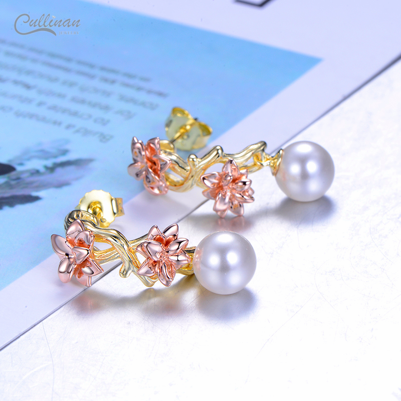 Wholesales 2021 Fashion Style 925 Sterling Silver Jewelry In 14k Gold Plated For Women Gift Design Caladium Hoop Earrings