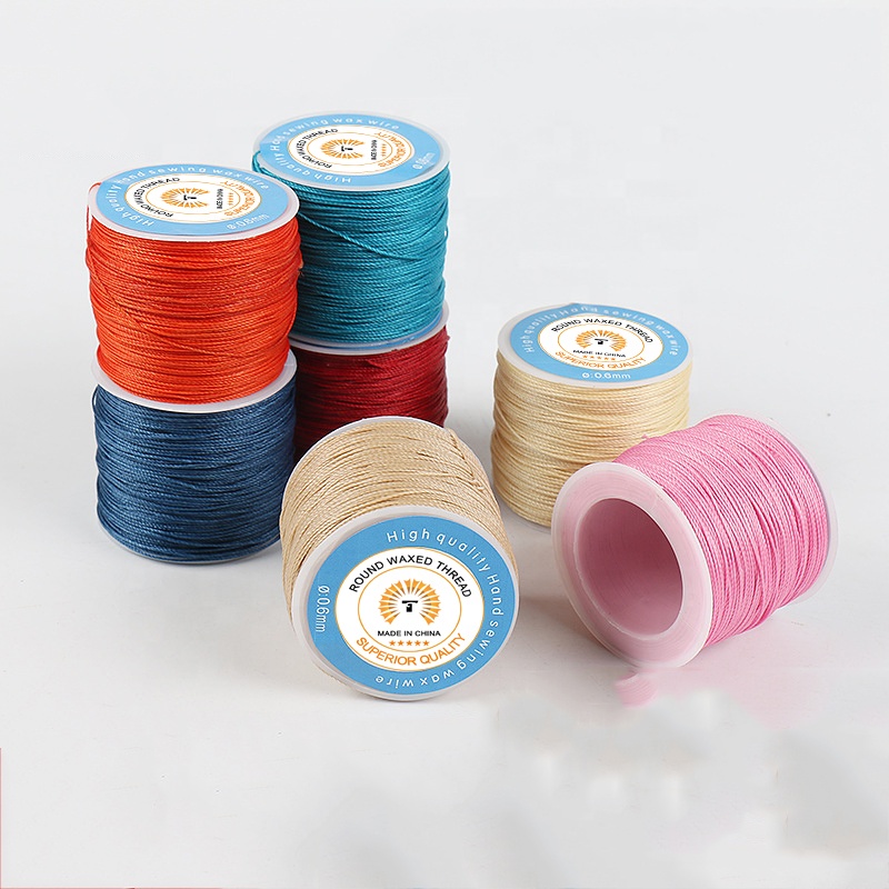 0.6mm Round Polyester Handmade Braid Waxed Waxed Thread For Leather and Shoes
