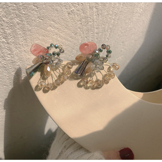 Ding yi Vintage 925 Silver Needle Dreamy Vintage Colored Crystal Earrings Women