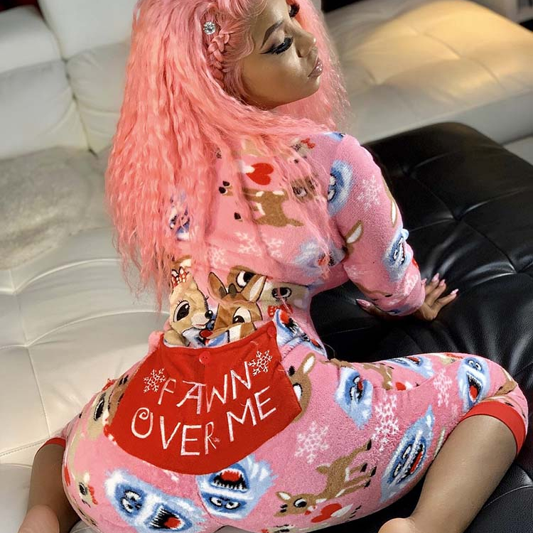 2020 new designs pink christmas design print long sleeve onsie with butt flap