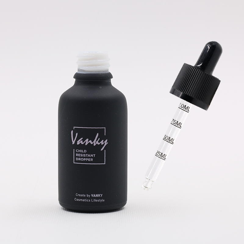 CBD масляные стеклянные бутылки для лица, упаковка, e жидкость, флакон с пипеткой, матовый черный 15 мл 30 мл с защитой от детей/капельницей с защитой от взлома