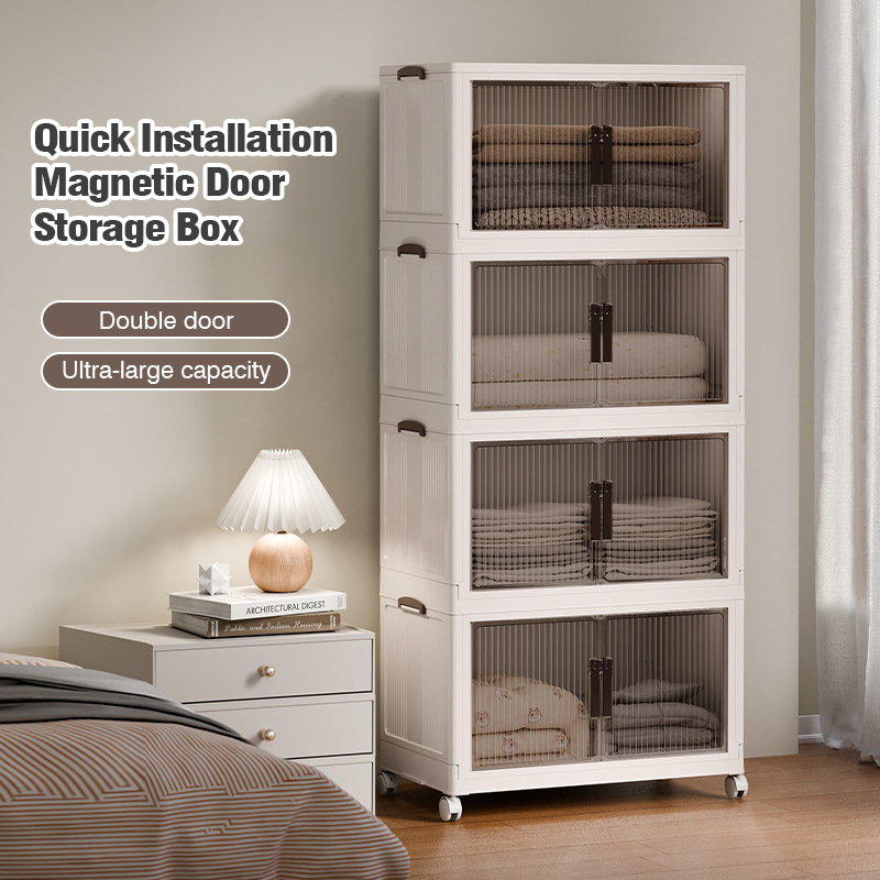 Wholesale 5 Layer Collapsible Foldable Storage Cabinet Plastic Snack Cabinet Children's Clothes Toys Storage Locker