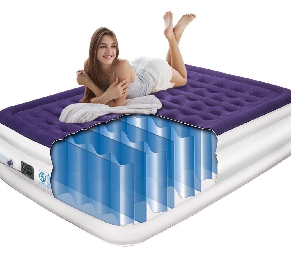 Матрас воздуха королевы со встроенным насосом повышенный двойной высокий airbed для гостей удар Модернизированный кемпинг кровати