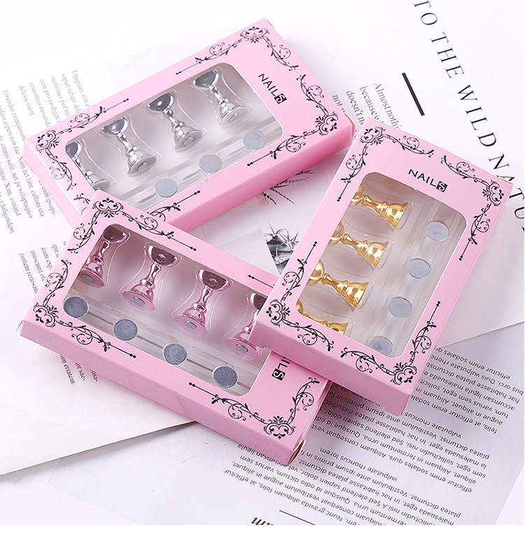 5pcs Nail Art Practice Display Stand Chess Board Magnetic Tips White Black Practice Holder Set Polish Gel Color Chart Tool
