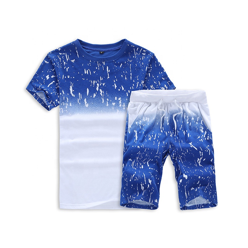 M d 2021 Fashion Short T Shirt  Set of 2 Summer Tracksuit Suit Mens Short Set Casual T-shirt Sports Set Plus Size Men's T-shirts