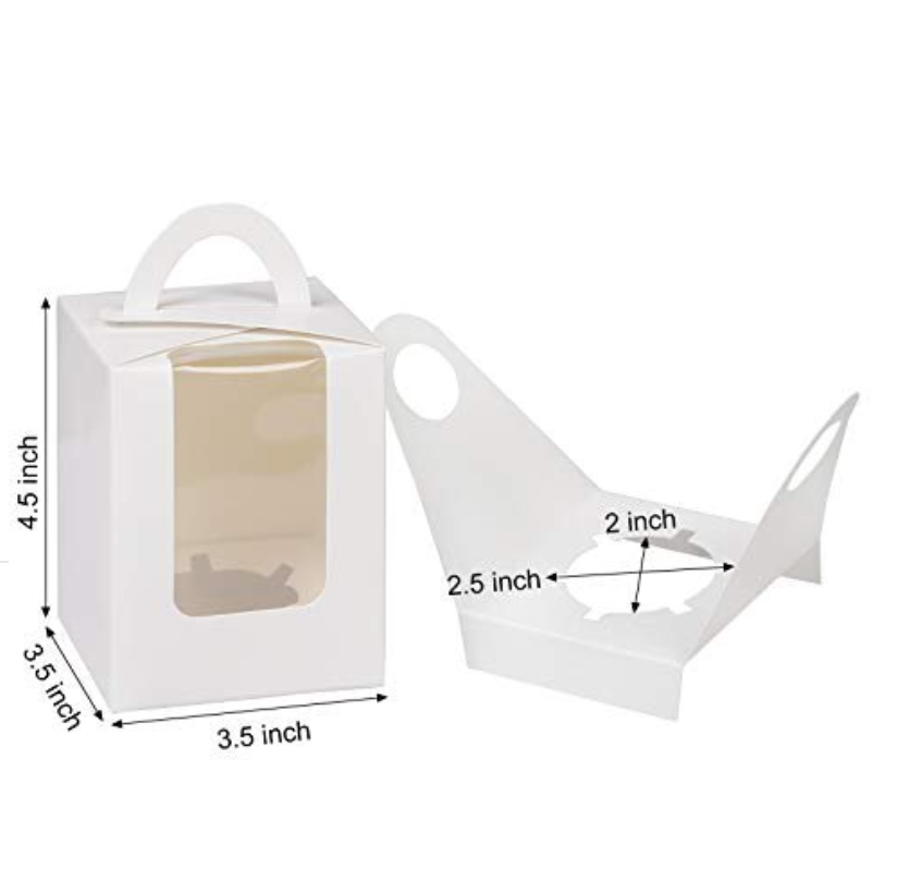 3.5x3.5x4.5'' Cake Box White Single Cupcake Carriers Bulk White Individual Cupcake Containers